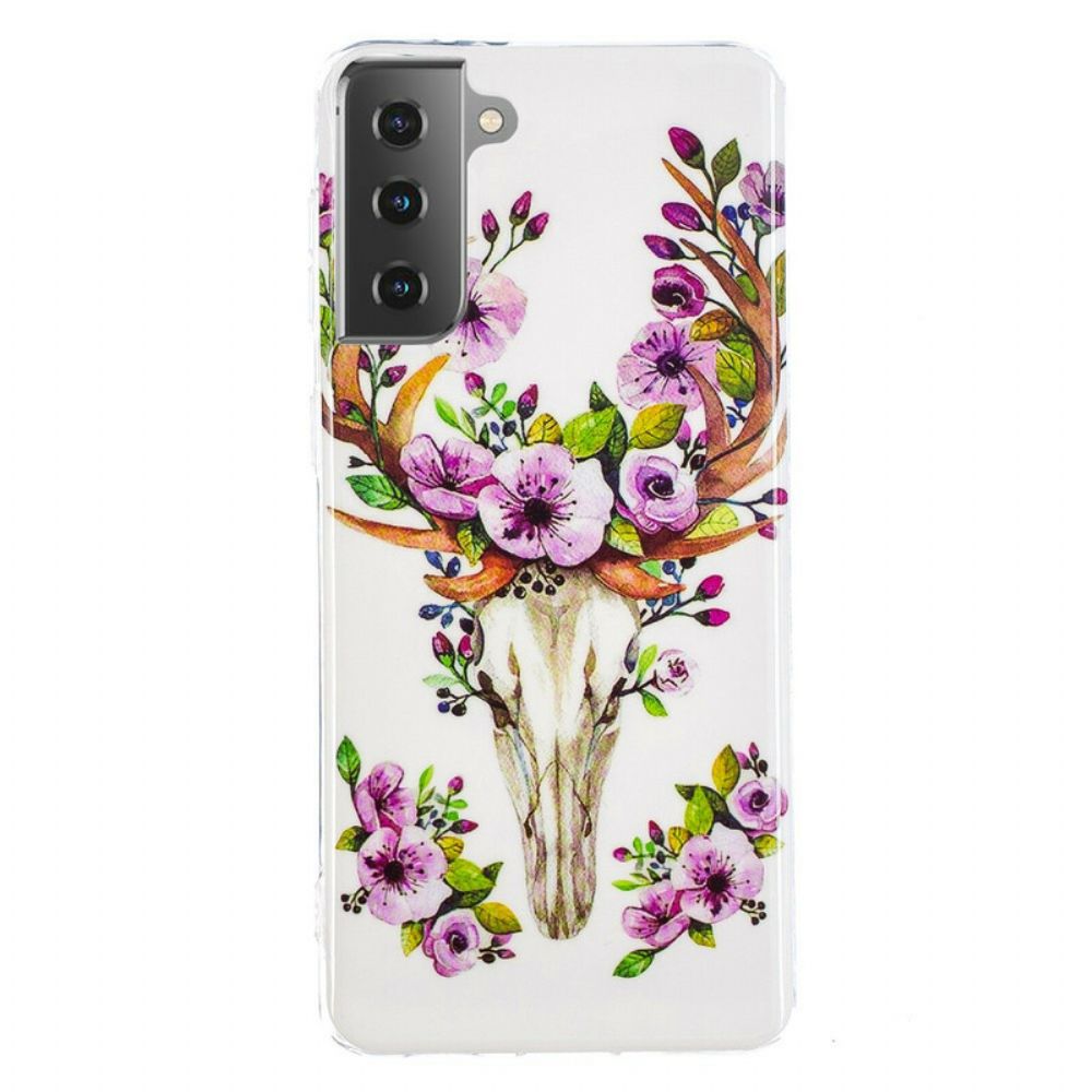 Hoesje voor Samsung Galaxy S21 5G Fluorescerende Bloem Eland