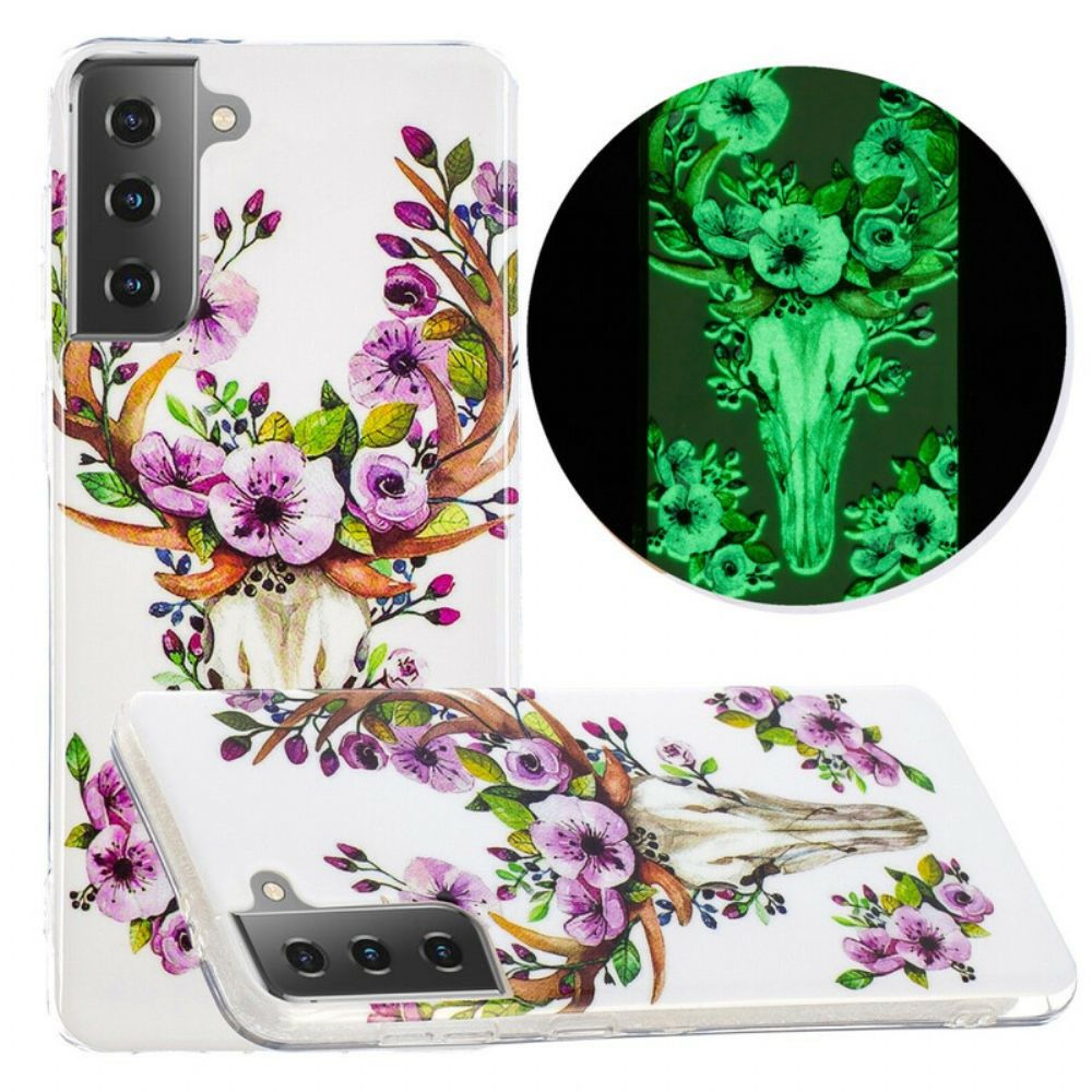 Hoesje voor Samsung Galaxy S21 5G Fluorescerende Bloem Eland