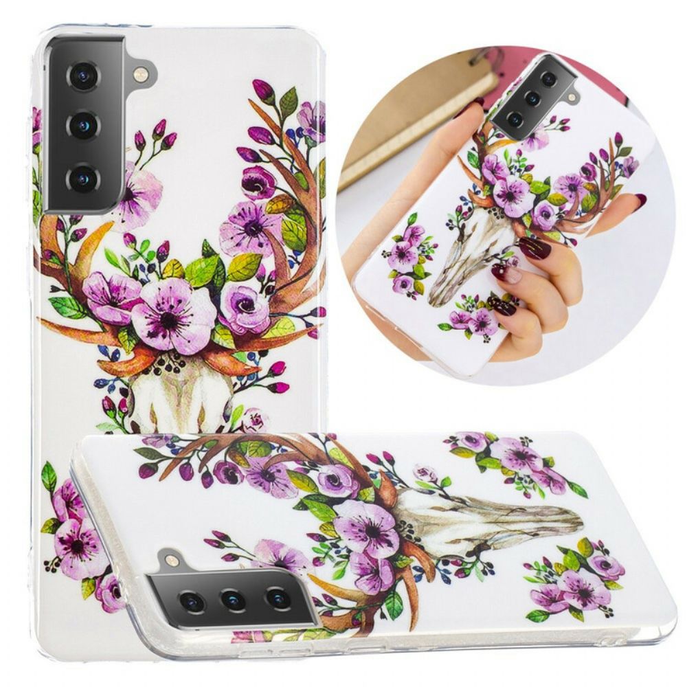 Hoesje voor Samsung Galaxy S21 5G Fluorescerende Bloem Eland