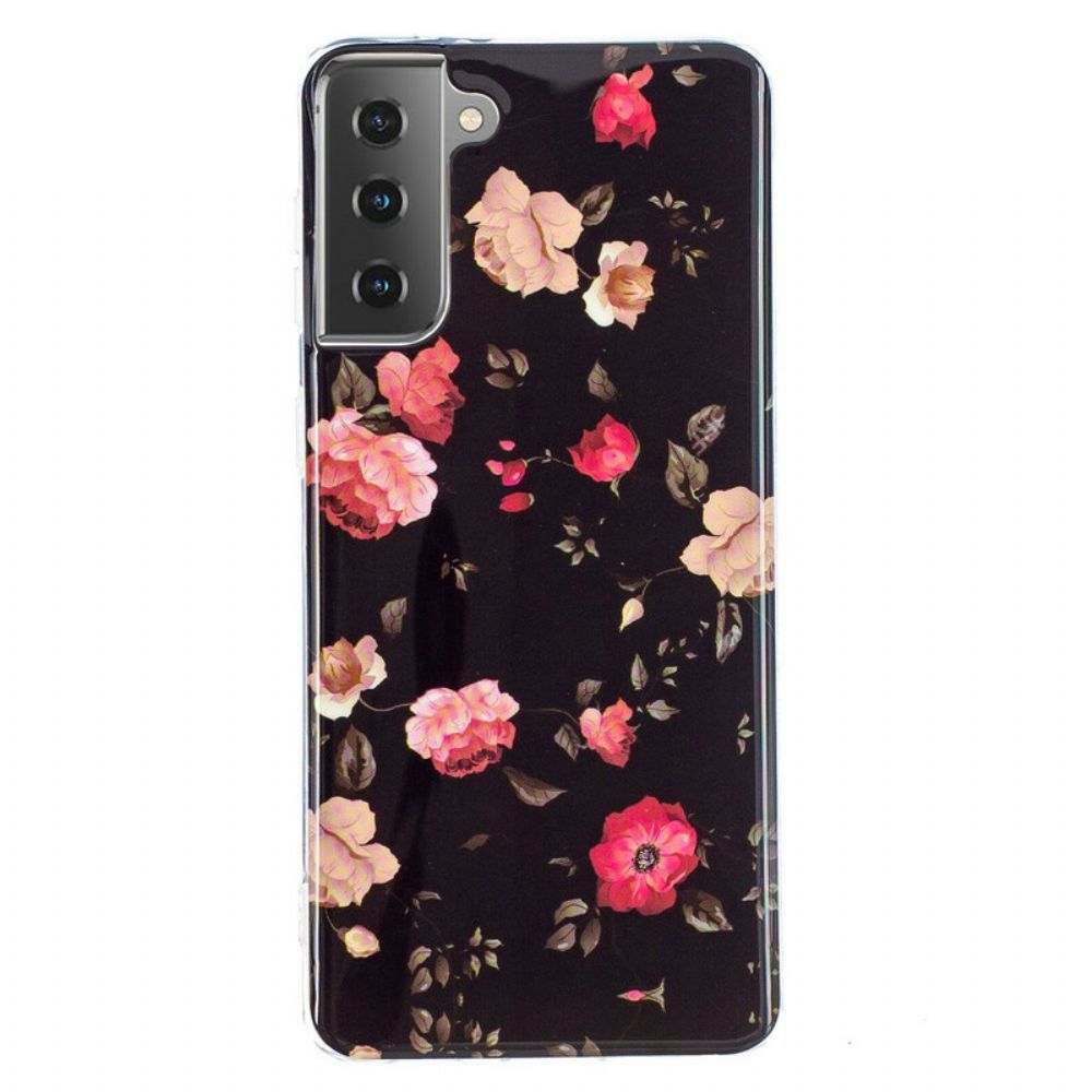 Hoesje voor Samsung Galaxy S21 5G Fluorescerende Bloemen Serie