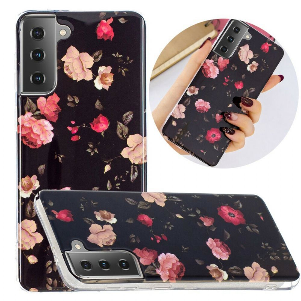 Hoesje voor Samsung Galaxy S21 5G Fluorescerende Bloemen Serie