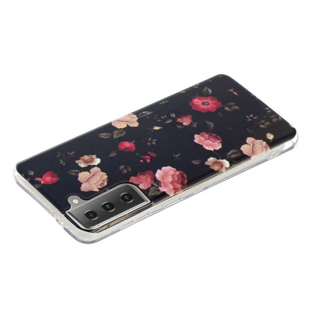 Hoesje voor Samsung Galaxy S21 5G Fluorescerende Bloemen Serie