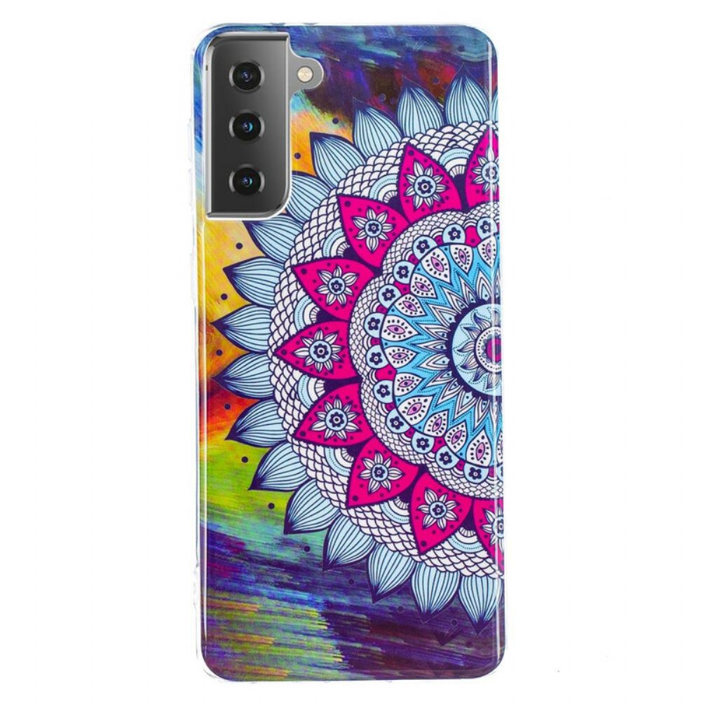 Hoesje voor Samsung Galaxy S21 5G Fluorescerende Kleurrijke Mandala