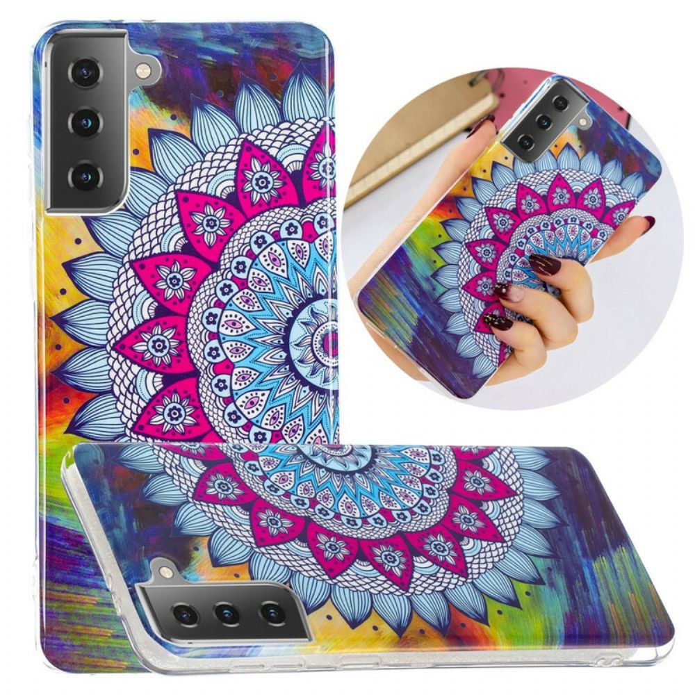 Hoesje voor Samsung Galaxy S21 5G Fluorescerende Kleurrijke Mandala