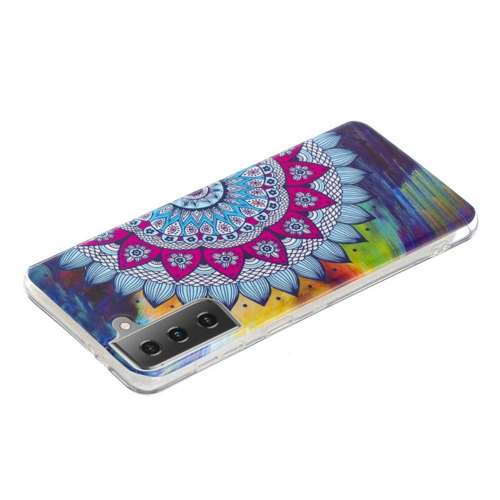 Hoesje voor Samsung Galaxy S21 5G Fluorescerende Kleurrijke Mandala