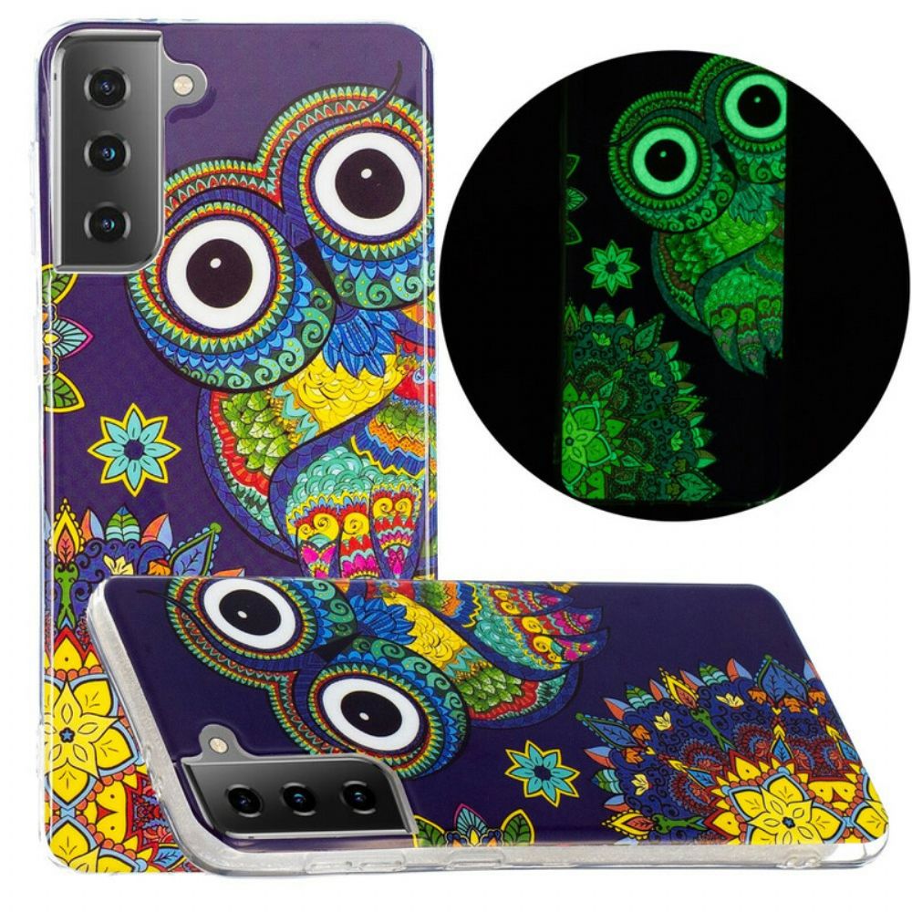 Hoesje voor Samsung Galaxy S21 5G Fluorescerende Mandala Uil