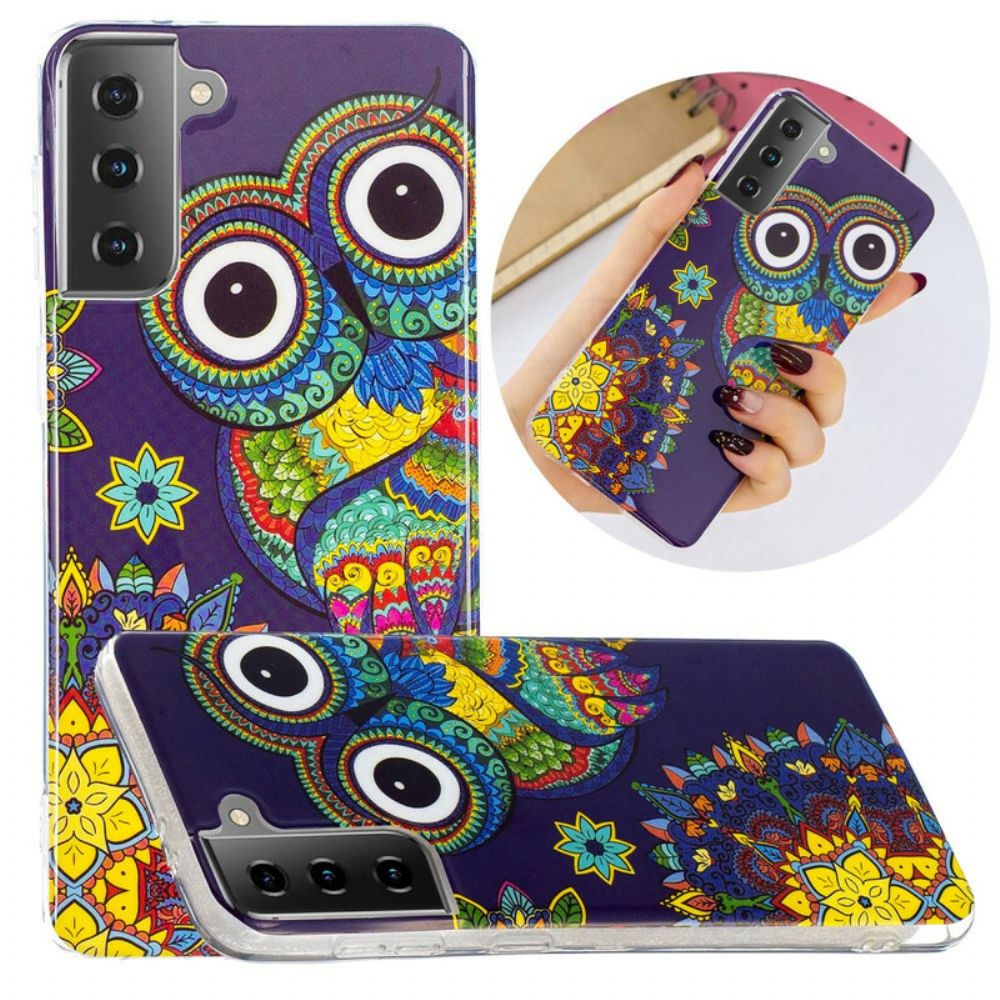 Hoesje voor Samsung Galaxy S21 5G Fluorescerende Mandala Uil