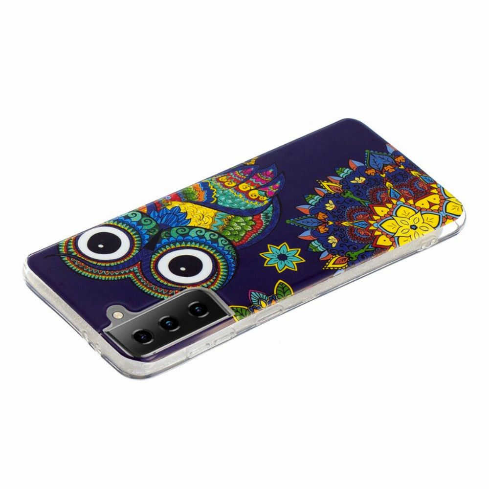 Hoesje voor Samsung Galaxy S21 5G Fluorescerende Mandala Uil