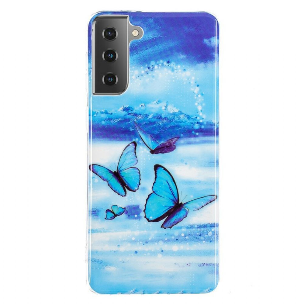 Hoesje voor Samsung Galaxy S21 5G Fluorescerende Vlinderserie