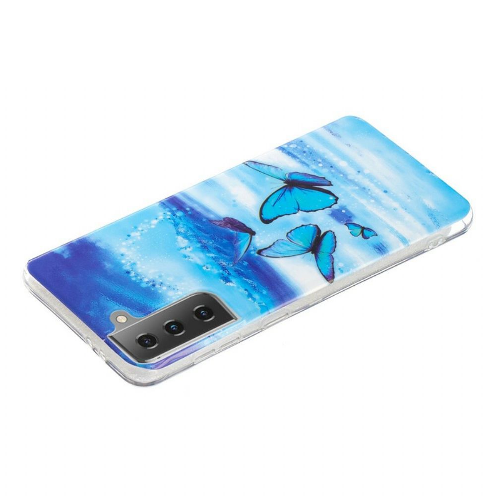 Hoesje voor Samsung Galaxy S21 5G Fluorescerende Vlinderserie