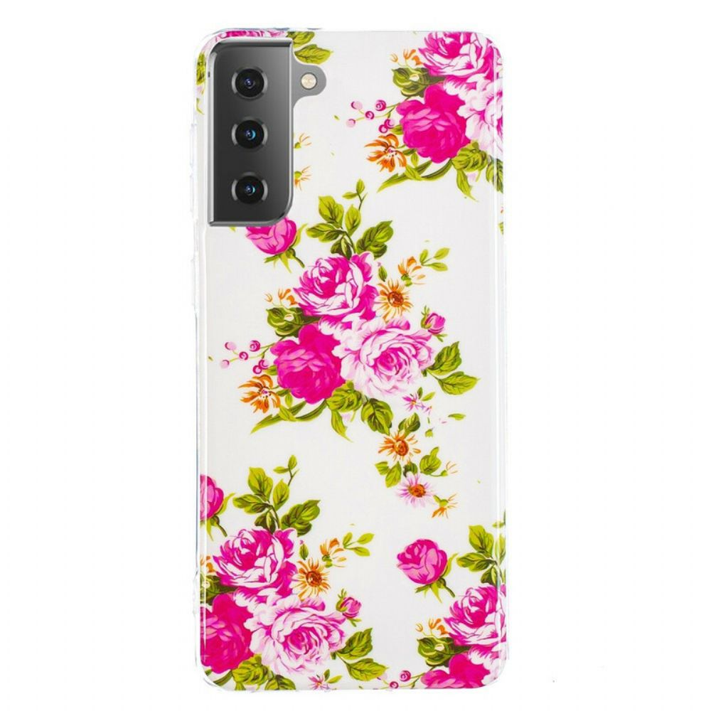 Hoesje voor Samsung Galaxy S21 5G Fluorescerende Vrijheidsbloemen