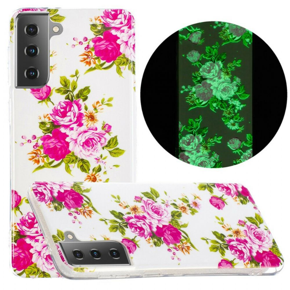 Hoesje voor Samsung Galaxy S21 5G Fluorescerende Vrijheidsbloemen