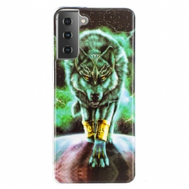 Hoesje voor Samsung Galaxy S21 5G Fluorescerende Wolf-serie