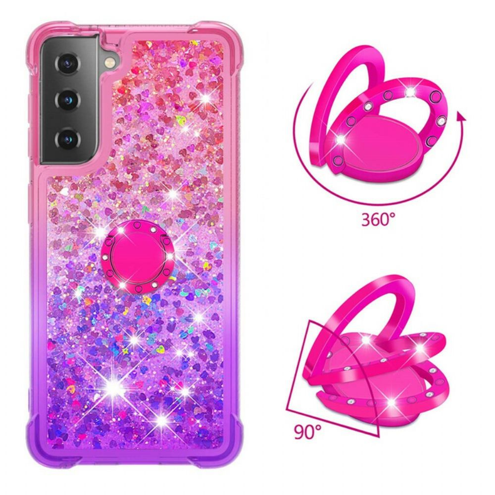 Hoesje voor Samsung Galaxy S21 5G Glitter Ring-ondersteuning