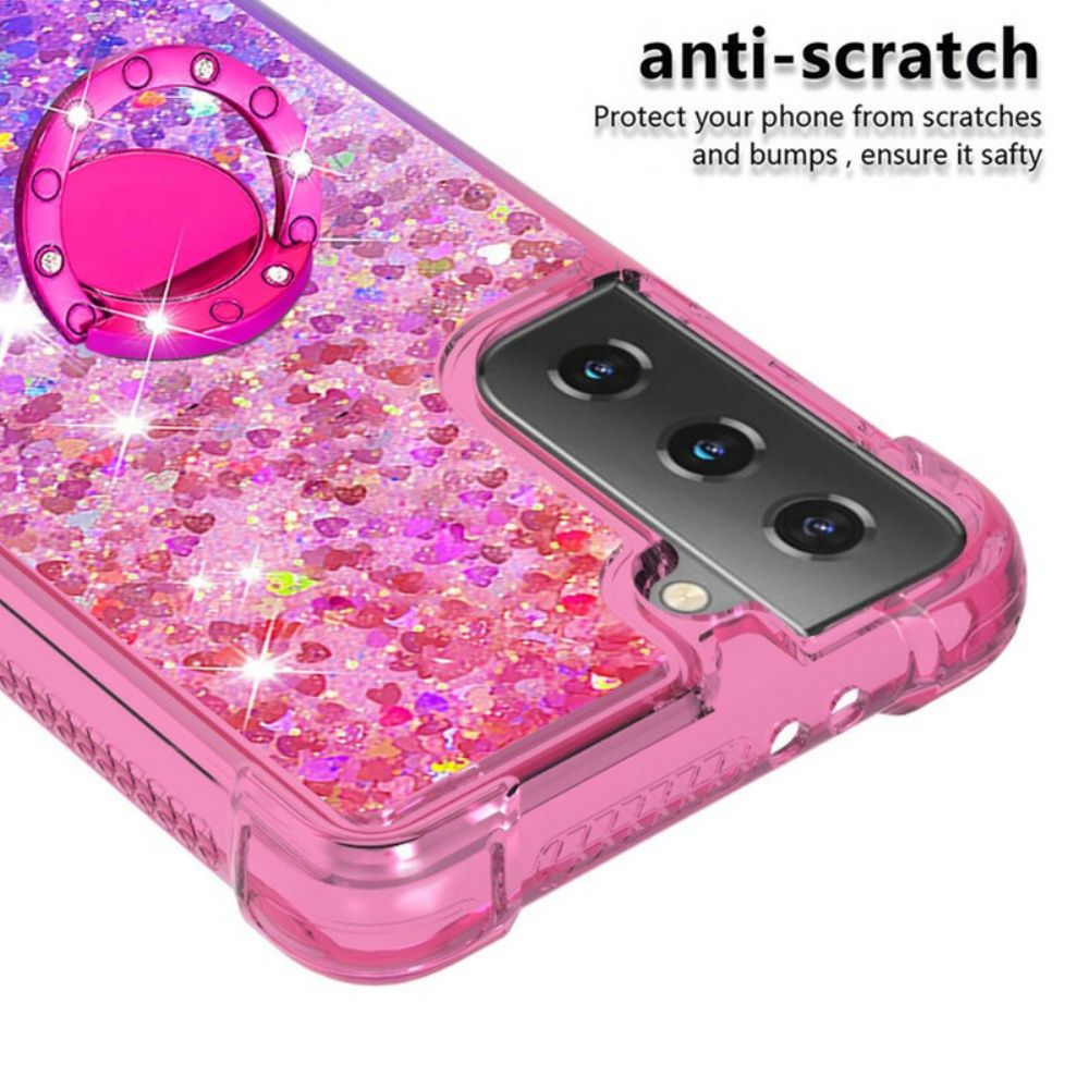 Hoesje voor Samsung Galaxy S21 5G Glitter Ring-ondersteuning