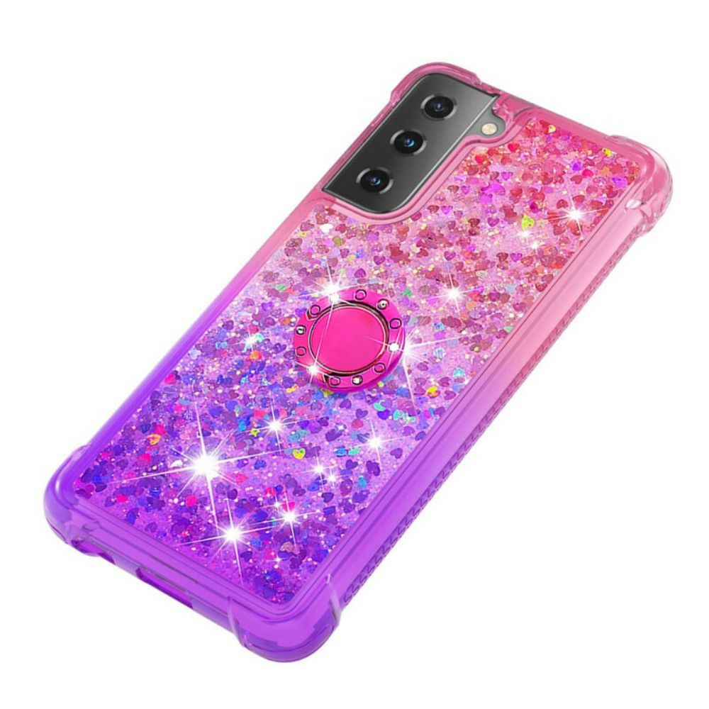 Hoesje voor Samsung Galaxy S21 5G Glitter Ring-ondersteuning