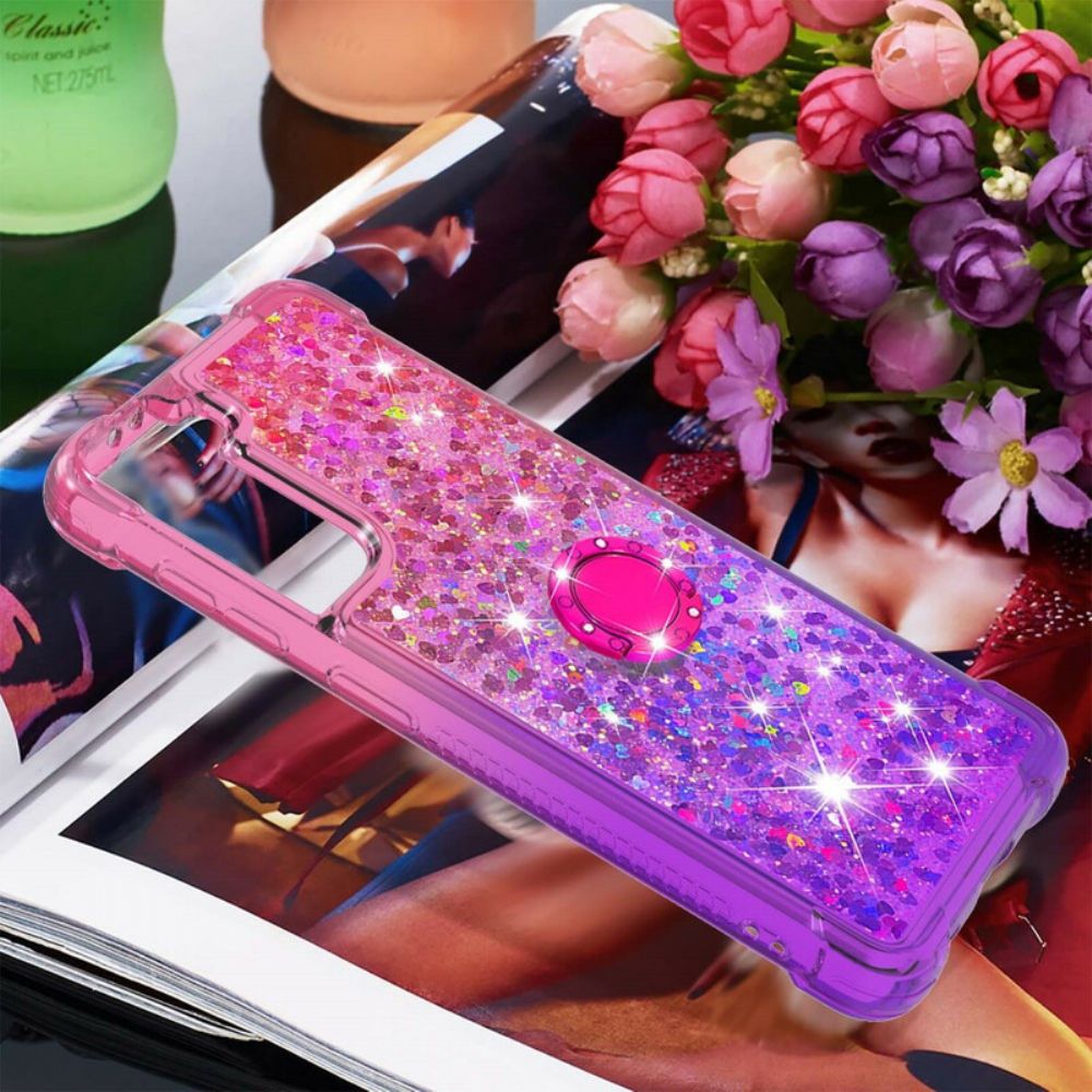 Hoesje voor Samsung Galaxy S21 5G Glitter Ring-ondersteuning