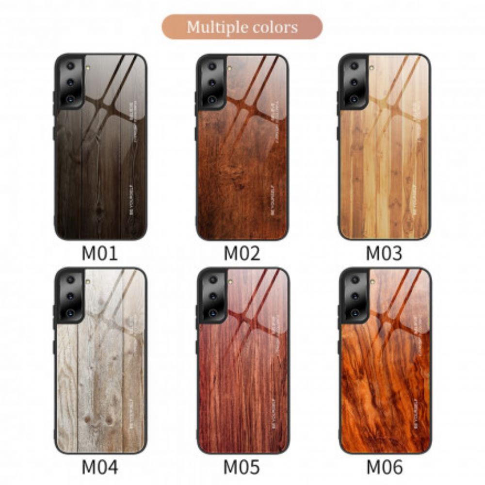 Hoesje voor Samsung Galaxy S21 5G Houtdesign Gehard Glas