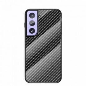 Hoesje voor Samsung Galaxy S21 5G Koolstofvezel Gehard Glas