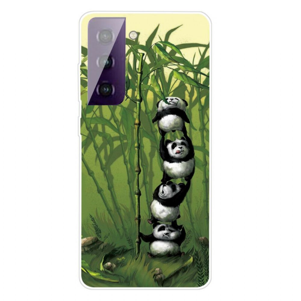 Hoesje voor Samsung Galaxy S21 5G Stapel Panda's