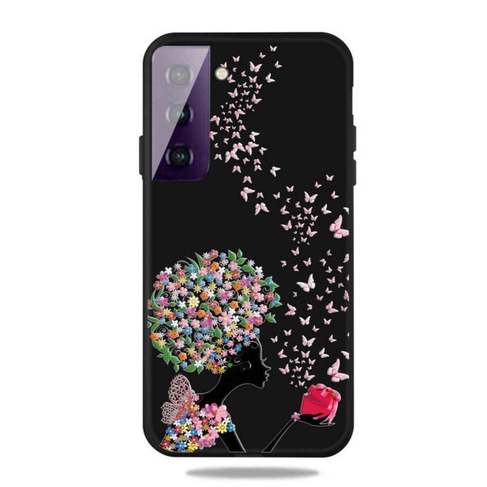 Hoesje voor Samsung Galaxy S21 5G Vrouw Met Bloemhoofd