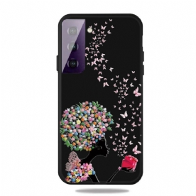 Hoesje voor Samsung Galaxy S21 5G Vrouw Met Bloemhoofd