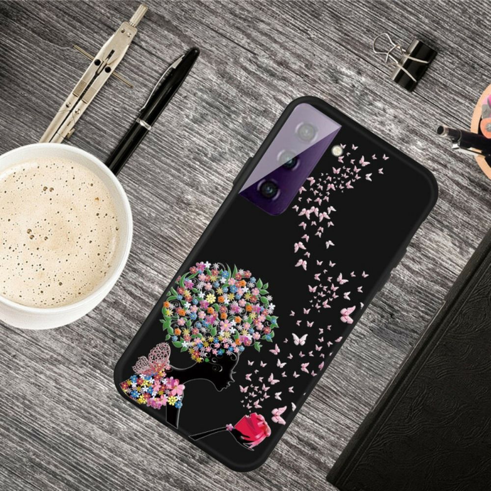 Hoesje voor Samsung Galaxy S21 5G Vrouw Met Bloemhoofd