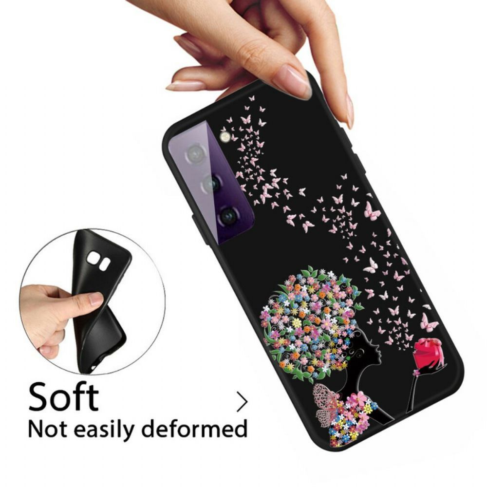 Hoesje voor Samsung Galaxy S21 5G Vrouw Met Bloemhoofd