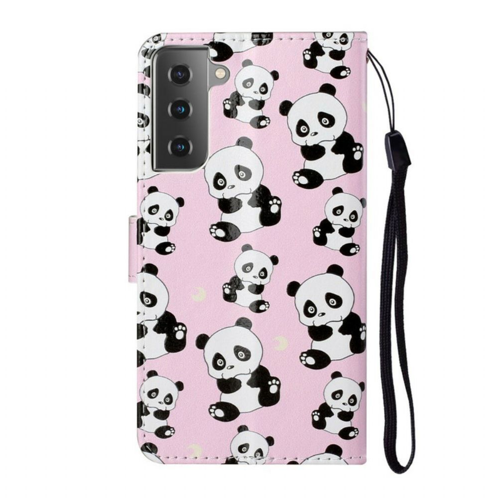 Leren Hoesje voor Samsung Galaxy S21 5G Alle Panda's