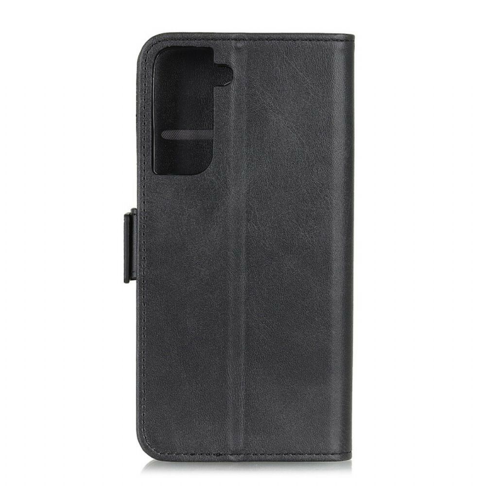 Leren Hoesje voor Samsung Galaxy S21 5G Folio-hoesje Dubbele Klep