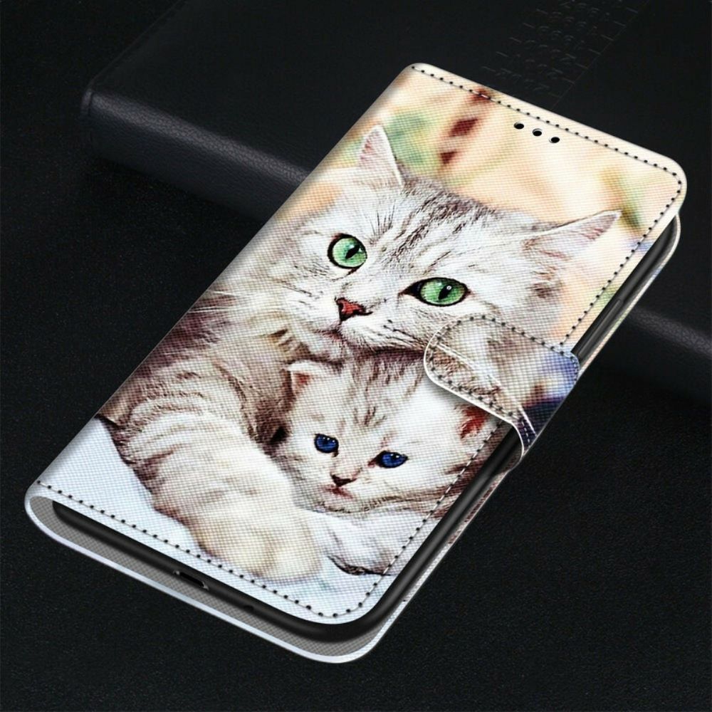 Leren Hoesje voor Samsung Galaxy S21 5G Kattenfamilie