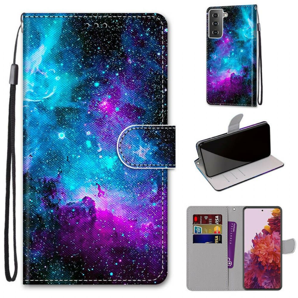 Leren Hoesje voor Samsung Galaxy S21 5G Kosmische Hemel