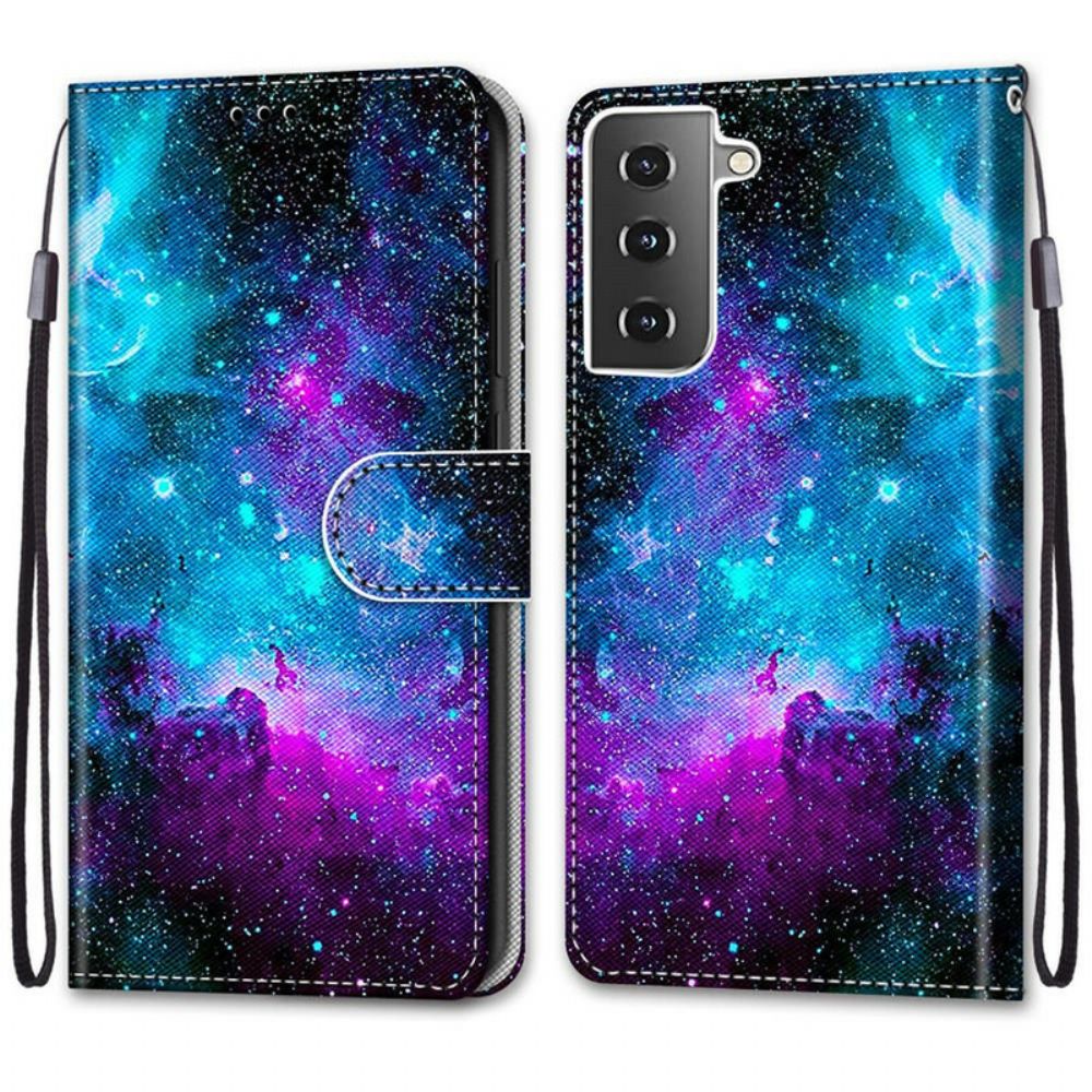 Leren Hoesje voor Samsung Galaxy S21 5G Kosmische Hemel