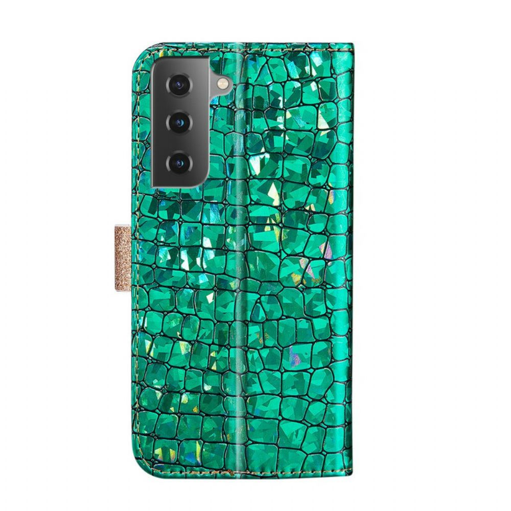 Leren Hoesje voor Samsung Galaxy S21 5G Kroon Diamanten