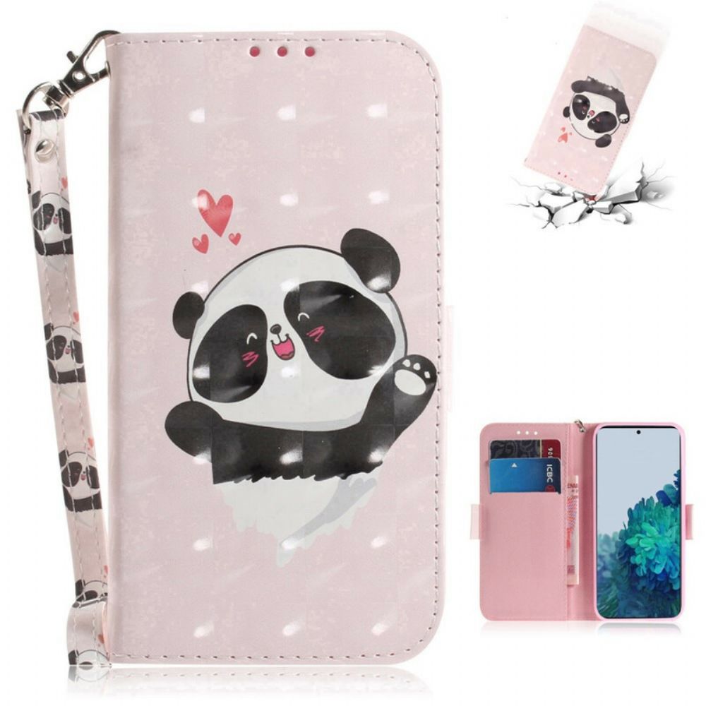 Leren Hoesje voor Samsung Galaxy S21 5G Met Ketting Thong Panda