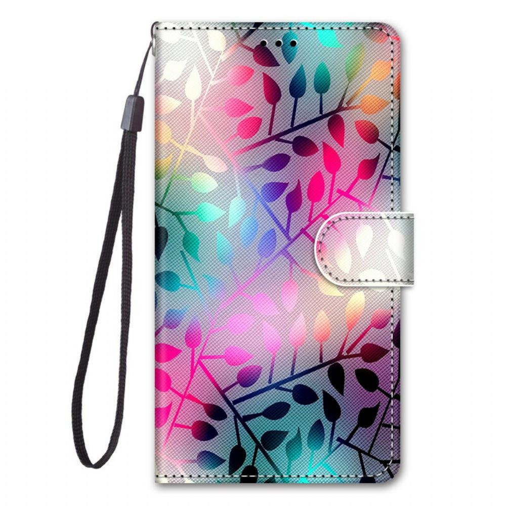 Leren Hoesje voor Samsung Galaxy S21 5G Neon Bladeren