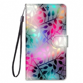 Leren Hoesje voor Samsung Galaxy S21 5G Neon Bladeren