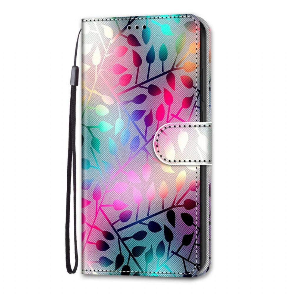 Leren Hoesje voor Samsung Galaxy S21 5G Neon Bladeren