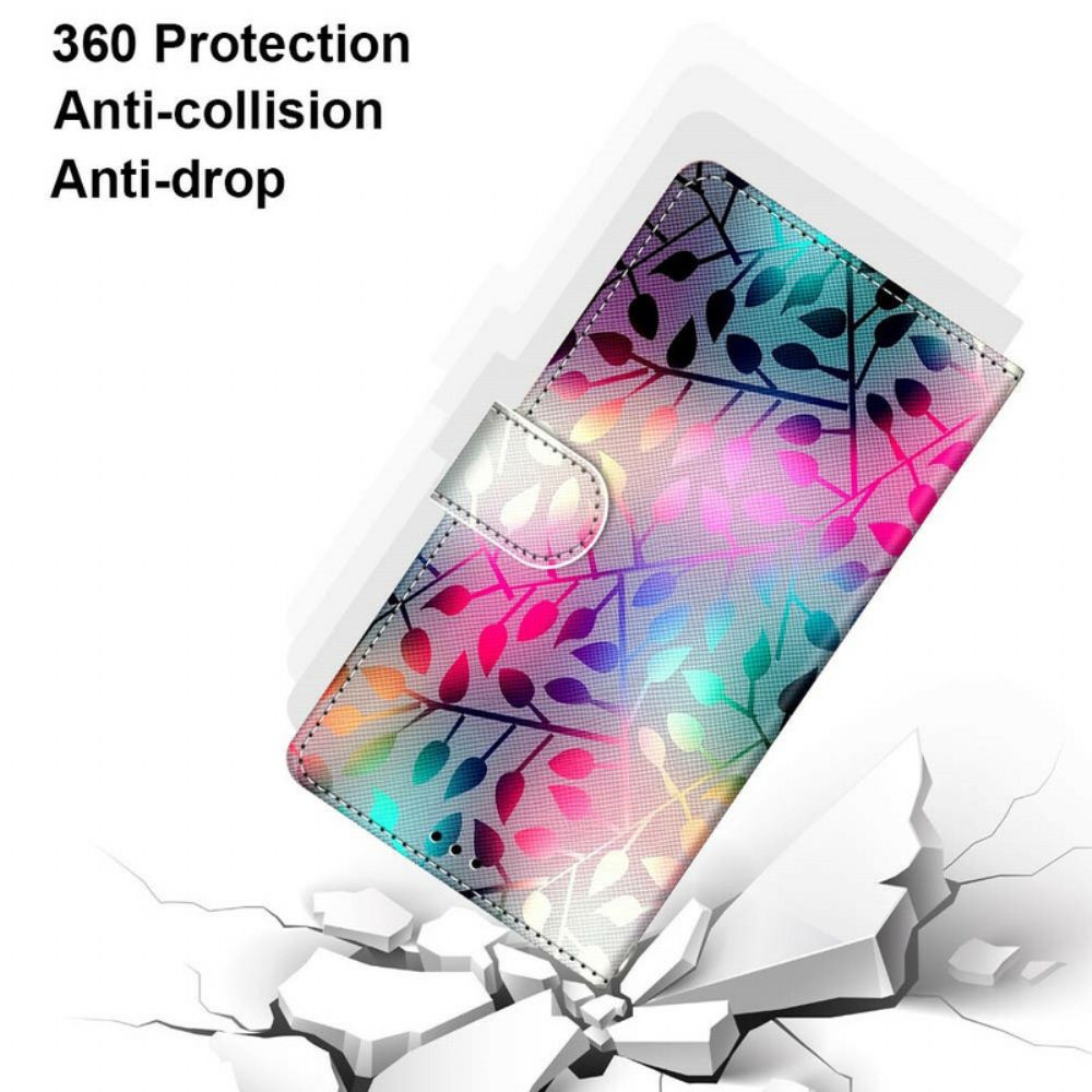 Leren Hoesje voor Samsung Galaxy S21 5G Neon Bladeren