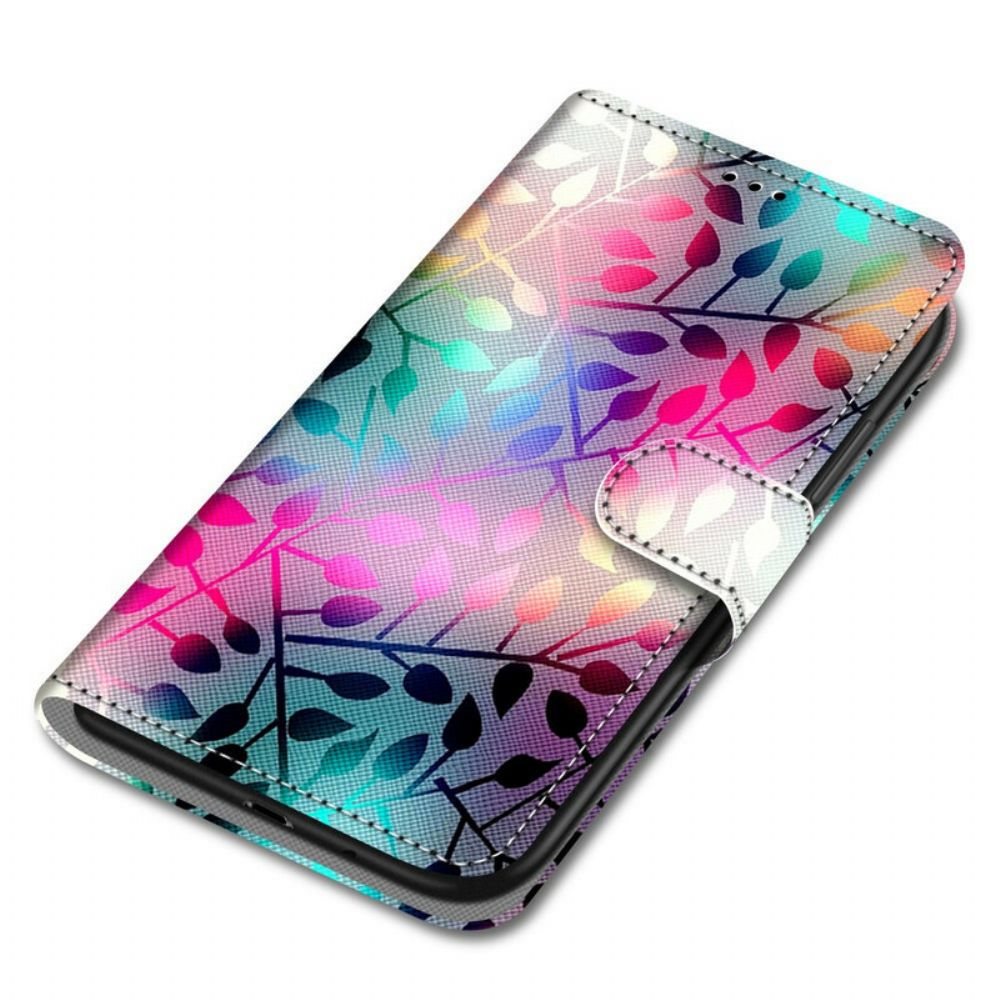 Leren Hoesje voor Samsung Galaxy S21 5G Neon Bladeren