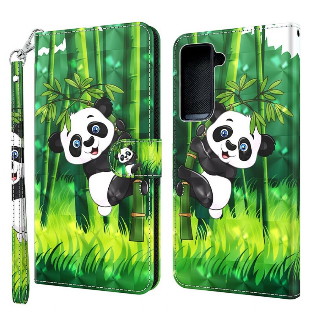 Leren Hoesje voor Samsung Galaxy S21 5G Panda En Bamboe