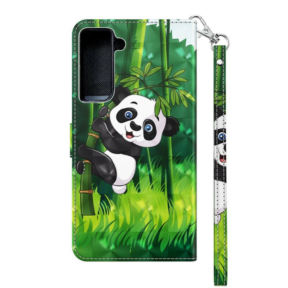 Leren Hoesje voor Samsung Galaxy S21 5G Panda En Bamboe