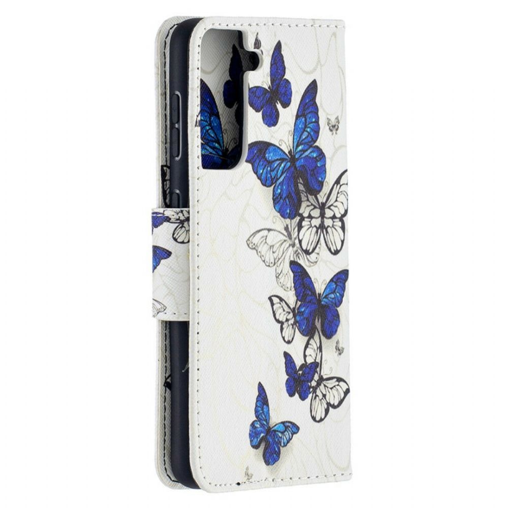 Leren Hoesje voor Samsung Galaxy S21 5G Prachtige Vlinders