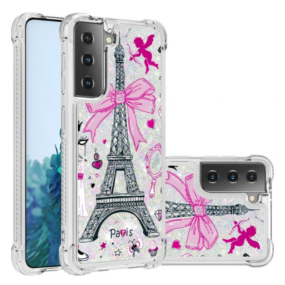 Telefoonhoesje voor Samsung Galaxy S21 5G De Eiffeltoren Pailletten