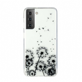 Telefoonhoesje voor Samsung Galaxy S21 5G Transparante Zwarte Paardebloemen