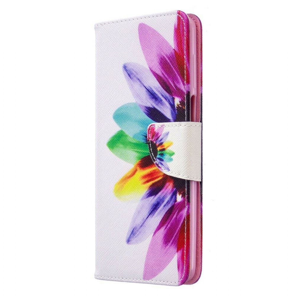 Folio-hoesje voor Xiaomi Redmi Note 9S / Note 9 Pro Aquarel Bloem