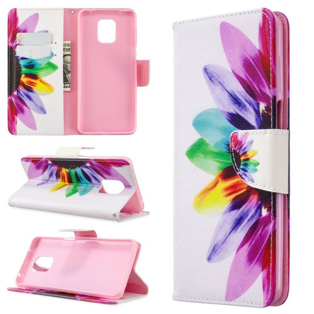 Folio-hoesje voor Xiaomi Redmi Note 9S / Note 9 Pro Aquarel Bloem