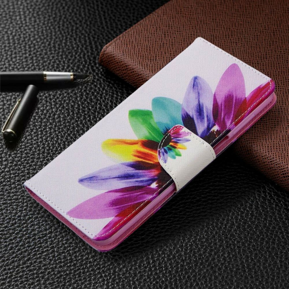 Folio-hoesje voor Xiaomi Redmi Note 9S / Note 9 Pro Aquarel Bloem