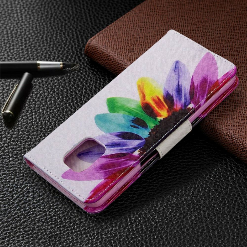 Folio-hoesje voor Xiaomi Redmi Note 9S / Note 9 Pro Aquarel Bloem