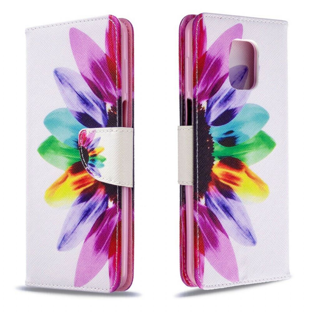 Folio-hoesje voor Xiaomi Redmi Note 9S / Note 9 Pro Aquarel Bloem